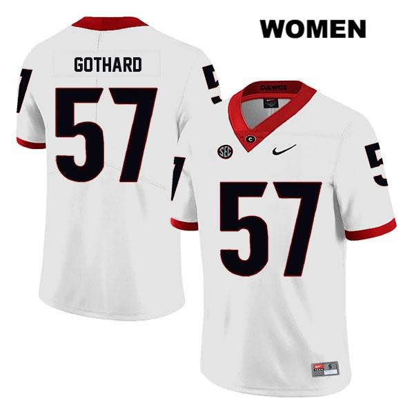 Georgia Bulldogs Women's Daniel Gothard #57 NCAA Legend Authentic White Nike Stitched College Football Jersey XQH8356AY